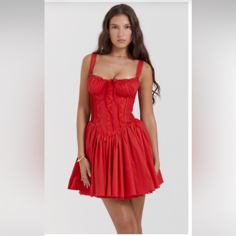 House of CB Pietra Red Corset Dress Cherry
